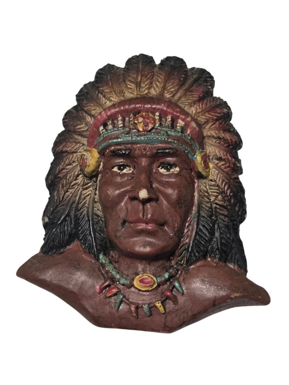 Native American Chief Magnet Resin Hand Painted Rustic Tribal Southwest Western